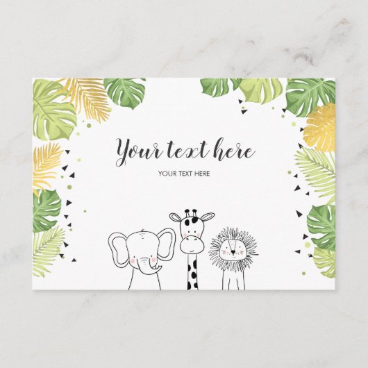 Safari Dieren Oerwoud dierentuin Plaats kaart Wild (Voorkant)