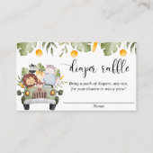 Safari dieren oerwoud thema luier loterij kaarten (Voorkant)