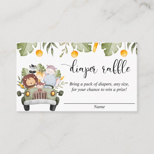 Safari dieren oerwoud thema luier loterij kaarten (Voorkant)