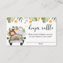 Safari dieren oerwoud thema luier loterij kaarten