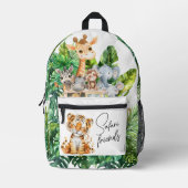 Safari Dieren Oerwoud Vrienden Kinder Bedrukte Rugzak (Voorkant)
