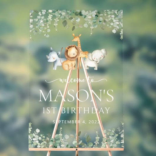 Safari Dieren, Oerwoud, Wild One, Verjaardag Welko Acryl Bord (Neutraal)