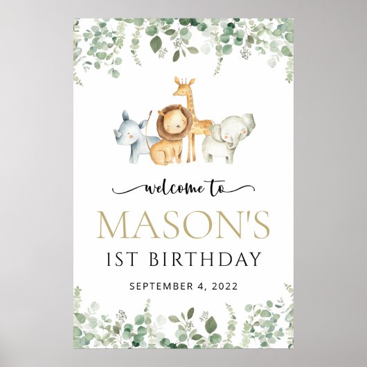 Safari Dieren, Oerwoud, Wild One, Verjaardag Welko Poster (Voorkant)