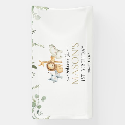 Safari Dieren, Oerwoud, Wild One, Verjaardag Welko Spandoek (Verticaal)