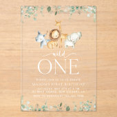 Safari Dieren, Oerwoud, Wilde, Eerste Verjaardag Acryl Uitnodigingen (Voorkant)