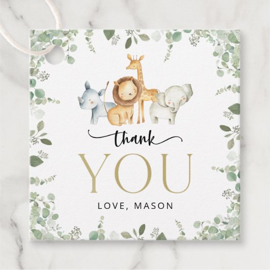 Safari Dieren, Oerwoud, Wilde, Eerste Verjaardag Bedankjes Labels (Voorkant)