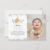 Safari Dieren, Oerwoud, Wilde, Eerste Verjaardag Bedankkaart (Voorkant)