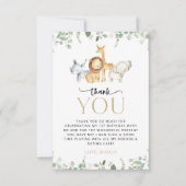 Safari Dieren, Oerwoud, Wilde, Eerste Verjaardag Bedankkaart (Voorkant)