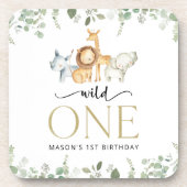 Safari Dieren, Oerwoud, Wilde, Eerste Verjaardag Bier Onderzetter (Voorkant)