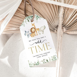 Safari Dieren, Oerwoud, Wilde, Eerste Verjaardag Cadeaulabel