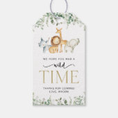 Safari Dieren, Oerwoud, Wilde, Eerste Verjaardag Cadeaulabel (Voorkant)