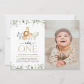 Safari Dieren, Oerwoud, Wilde, Eerste Verjaardag Kaart (Voorkant)