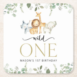 Safari Dieren, Oerwoud, Wilde, Eerste Verjaardag Kartonnen Onderzetters