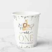 Safari Dieren, Oerwoud, Wilde, Eerste Verjaardag Papieren Bekers (Achterkant)