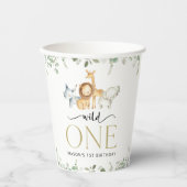 Safari Dieren, Oerwoud, Wilde, Eerste Verjaardag Papieren Bekers (Voorkant)