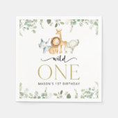 Safari Dieren, Oerwoud, Wilde, Eerste Verjaardag Servet (Voorkant)