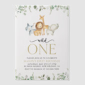Safari Dieren, Oerwoud, Wilde, Eerste Verjaardag Vellum Uitnodigingen (Voorkant)