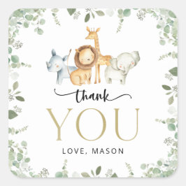 Safari Dieren, Oerwoud, Wilde, Eerste Verjaardag Vierkante Sticker