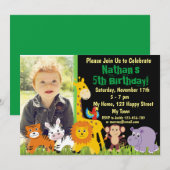 Safari-dieren Oerwouden verjaardagsuitnodiging Kaart (Voorkant / Achterkant)