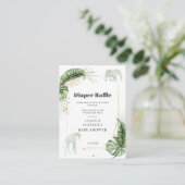 Safari Dieren Olifant Baby shower Luier Raffle Informatiekaartje (Staand voorkant)