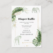 Safari Dieren Olifant Baby shower Luier Raffle Informatiekaartje (Voorkant)