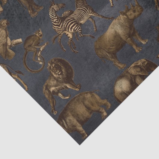 Safari Dieren op de donkerblauwe ontkoppeling Tissuepapier (Detail)