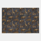 Safari Dieren op donkerblauw Inpakpapier Vel (Voorkant 2)