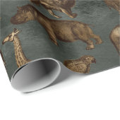 Safari Dieren op donkergroen Cadeaupapier (Rol Hoek)