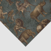 Safari Dieren op donkergroene ontkoppeling Tissuepapier (Detail)
