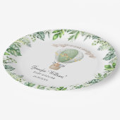 Safari dieren op Hete luchtballon babyboy douche Papieren Bordje (Gekanteld)