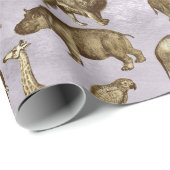 Safari Dieren op licht Paars Cadeaupapier (Rol Hoek)