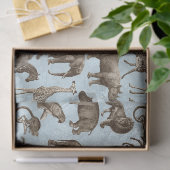 Safari Dieren op lichtblauwe ontkoppeling Tissuepapier (Geschenk)