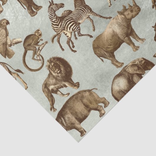 Safari Dieren op lichtgroene ontkoppeling Tissuepapier (Detail)