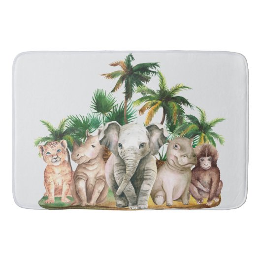Safari Dieren Palmbomen Badmat (Voorkant)