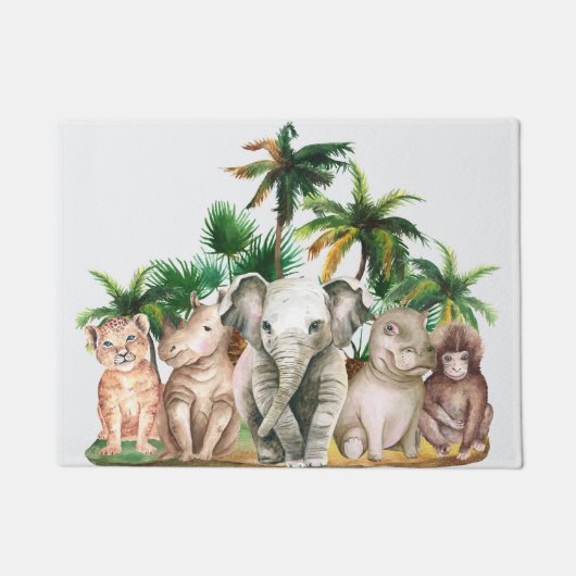 Safari Dieren Palmbomen Deurmat (Voorkant)