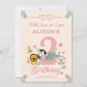 Safari Dieren Pastel tweede verjaardag Kaart (Voorkant)