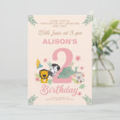 Safari Dieren Pastel tweede verjaardag Kaart (Staand voorkant)