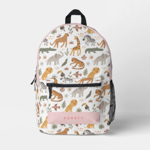 Safari Dieren Patroon Pink Girl Bedrukte Rugzak