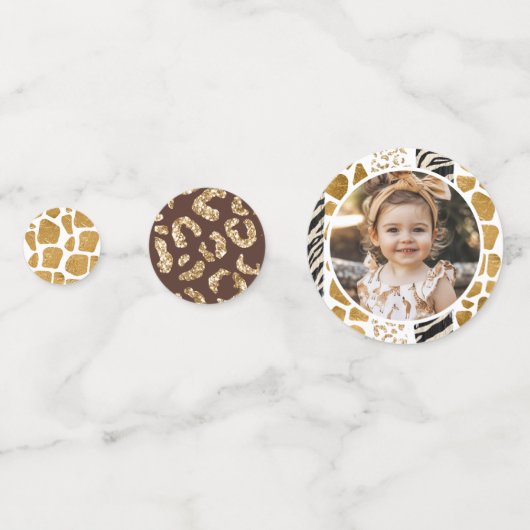 Safari dieren print moderne verjaardagsfeestfoto confetti (Voorkanten)
