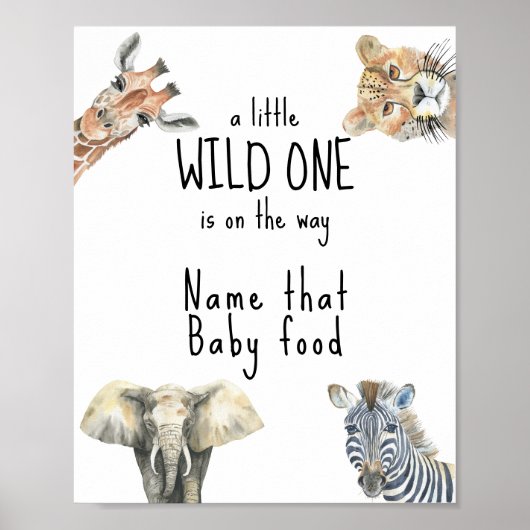 Safari-dieren - Raad dat babyvoedsel Poster (Voorkant)