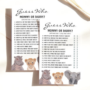 Safari Dieren "Raad eens wie..." Baby shower game