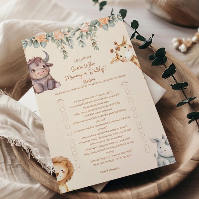 Safari Dieren Raad Wie Baby Shower (Creator heeft geüpload)