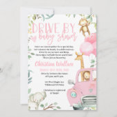 Safari dieren rijden door baby douche uitnodiginge kaart (Voorkant)