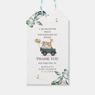 Safari Dieren rijden door Baby shower Greenery Gol Cadeaulabel