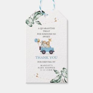 Safari Dieren rijden door Baby shower Greenery Gol Cadeaulabel