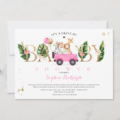 Safari Dieren rijden door Baby shower Greenery Gol Kaart (Voorkant)