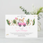 Safari Dieren rijden door Baby shower Greenery Gol Kaart (Staand voorkant)