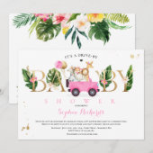 Safari Dieren rijden door Baby shower Greenery Gol Kaart (Voorkant / Achterkant)