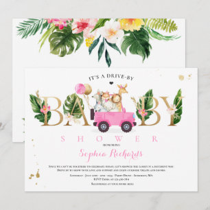 Safari Dieren rijden door Baby shower Greenery Gol Kaart