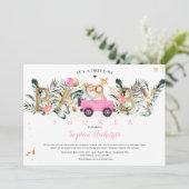 Safari Dieren rijden door Baby shower Greenery Gol Kaart (Staand voorkant)